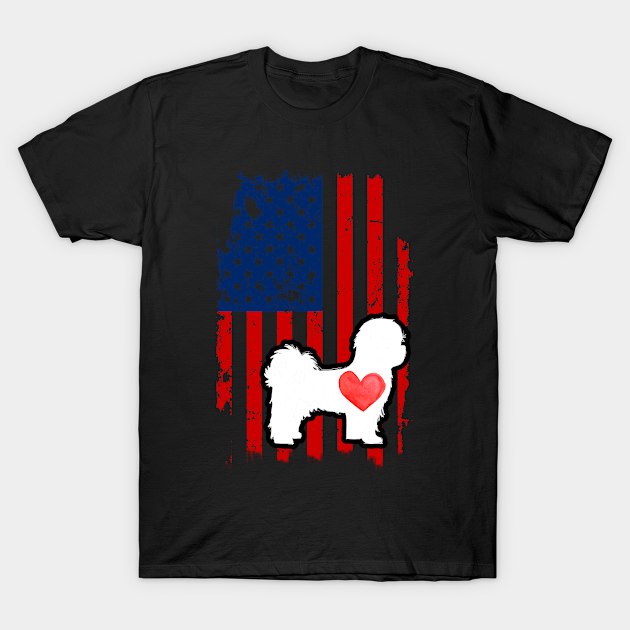 Shih Tzu Merica Usa American Flag T-Shirt by DollochanAndrewss